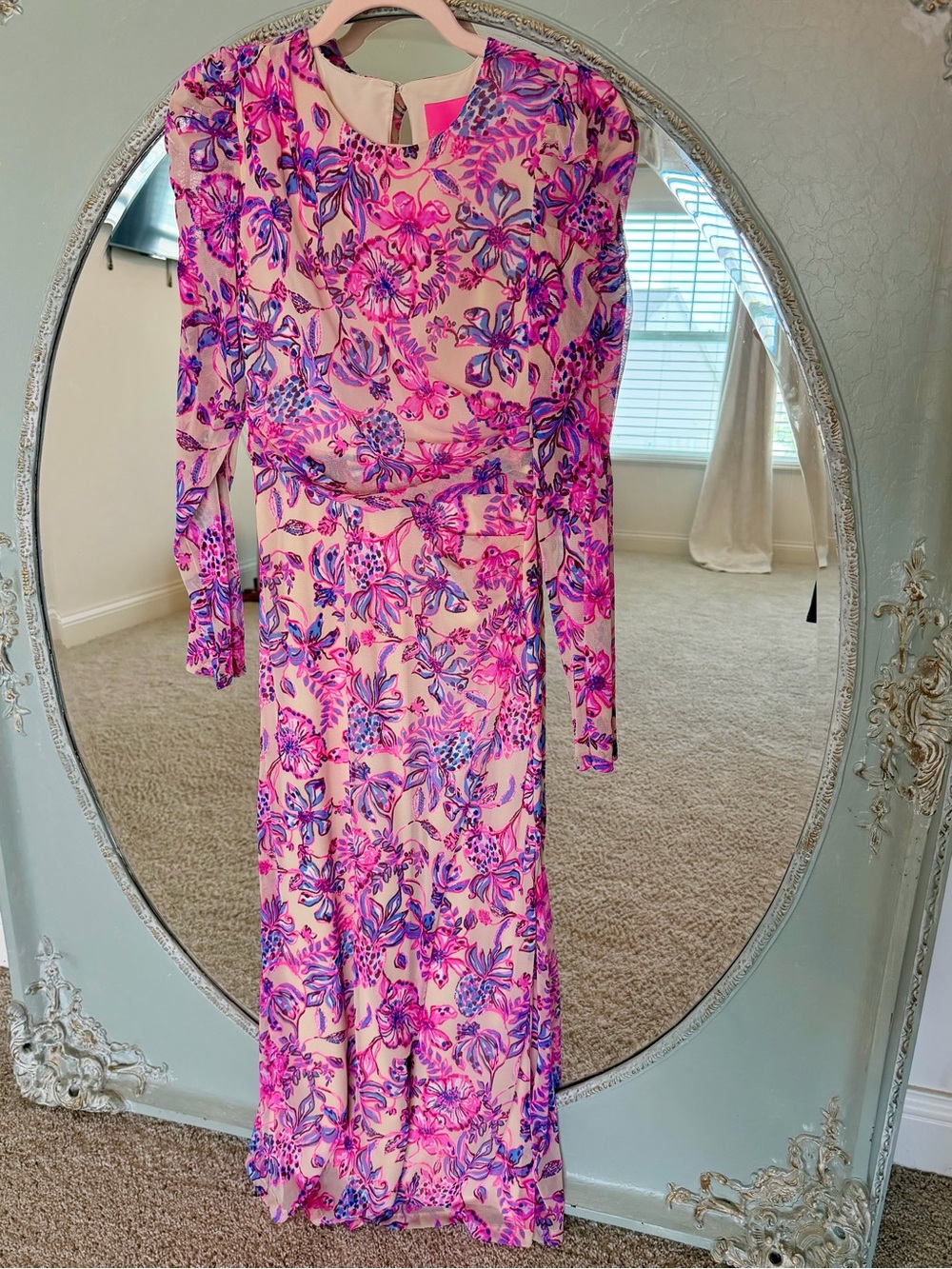 Lilly Pulitzer Pink Floral Long-Sleeve Preslie Dress